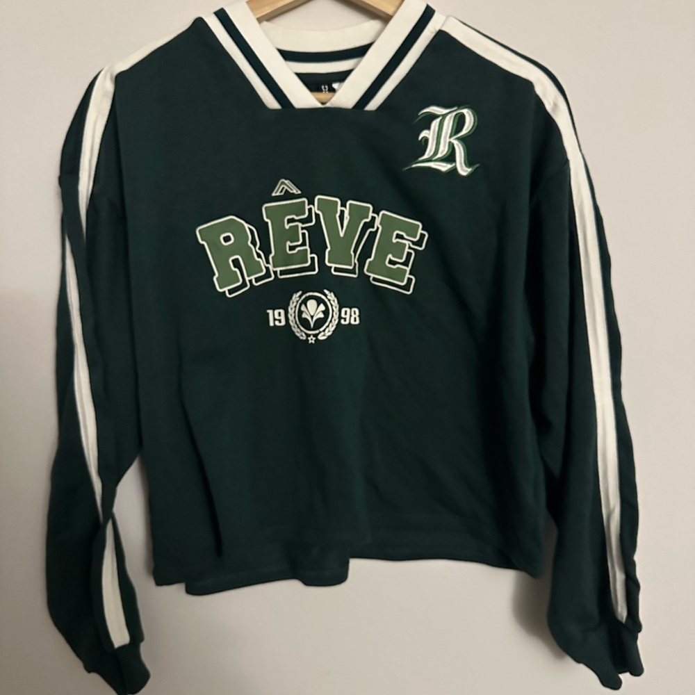 Divided Green and White Striped Sweatshirt
